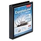 Cardinal ExpressLoad ClearVue 1 1/2" 3-Ring View Binders, D-Ring, Black (49111)