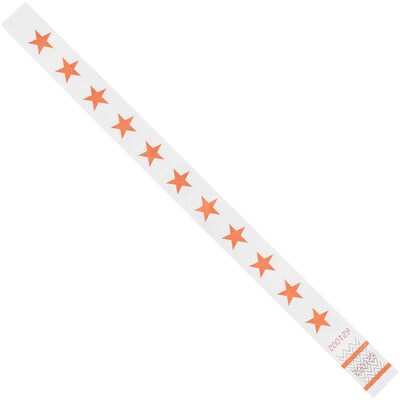 Tyvek® Wristbands, 3/4 x 10, Orange Stars, 500/Case (WR104OR)