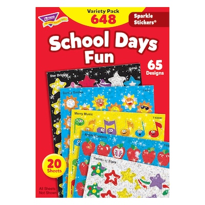 Trend Enterprises Variety Pack Sparkle Stickers, School Days, 648/Pack (T-63909)