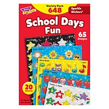 Trend Enterprises Variety Pack Sparkle Stickers, School Days, 648/Pack (T-63909)