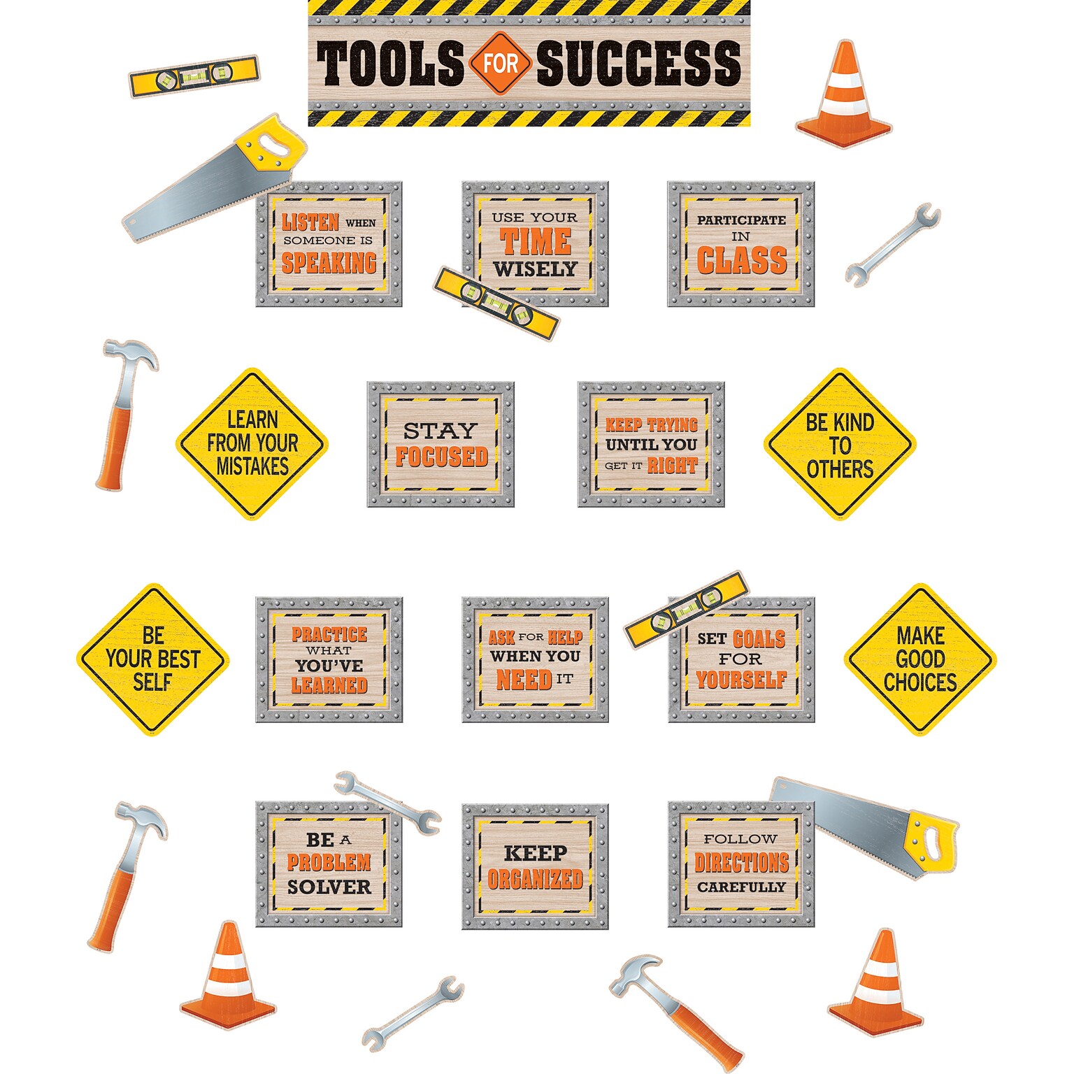 Teacher Created Resources® Under Construction Tools for Success Mini Bulletin Board Set, 31/Set (TCR8744)