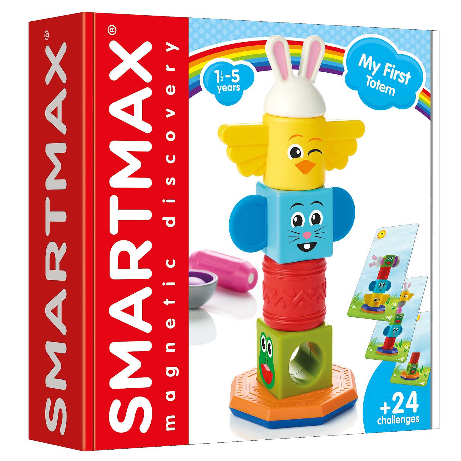 SmartMax My First Totem STEM Magnetic Discovery Building Game with Tactile and Rattling Parts, Ages 1-5 (SMX230)