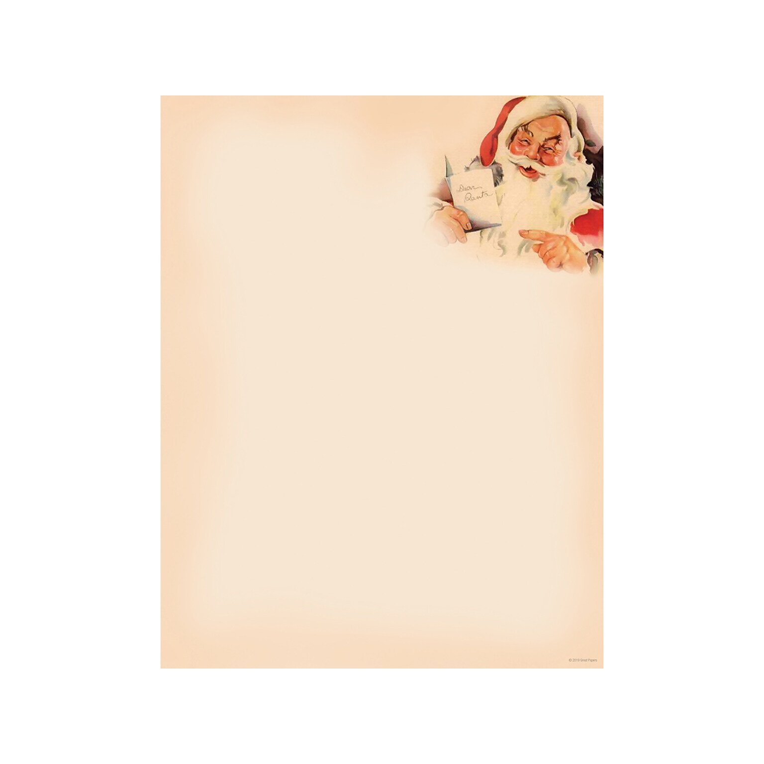 Great Papers! Vintage Santa Holiday Letterhead, Beige, 80/Pack (2019111)