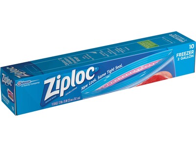 Ziploc Freezer Bags, 2 Gal., 10/Carton (665258)