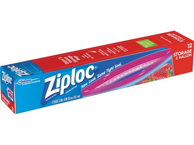 Ziploc Storage Bags, 2 Gal., 12/Carton (314468)