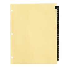 Office Essentials® Preprinted Black Leather Tab Dividers, A-Z Tabs, 8 1/2 x 11, 1/St