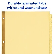 Avery Pre-Printed Paper Dividers with Laminated Tabs, Jan-Dec Tabs, Buff, Gold Reinforced (11307)