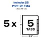 Avery Print-On Unpunched Paper Dividers, 5 Tabs, White, 5 Sets/Pack (11516)
