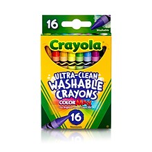 Crayola Washable Ultra Clean Crayons, Assorted Colors,16/Box (52-6916)