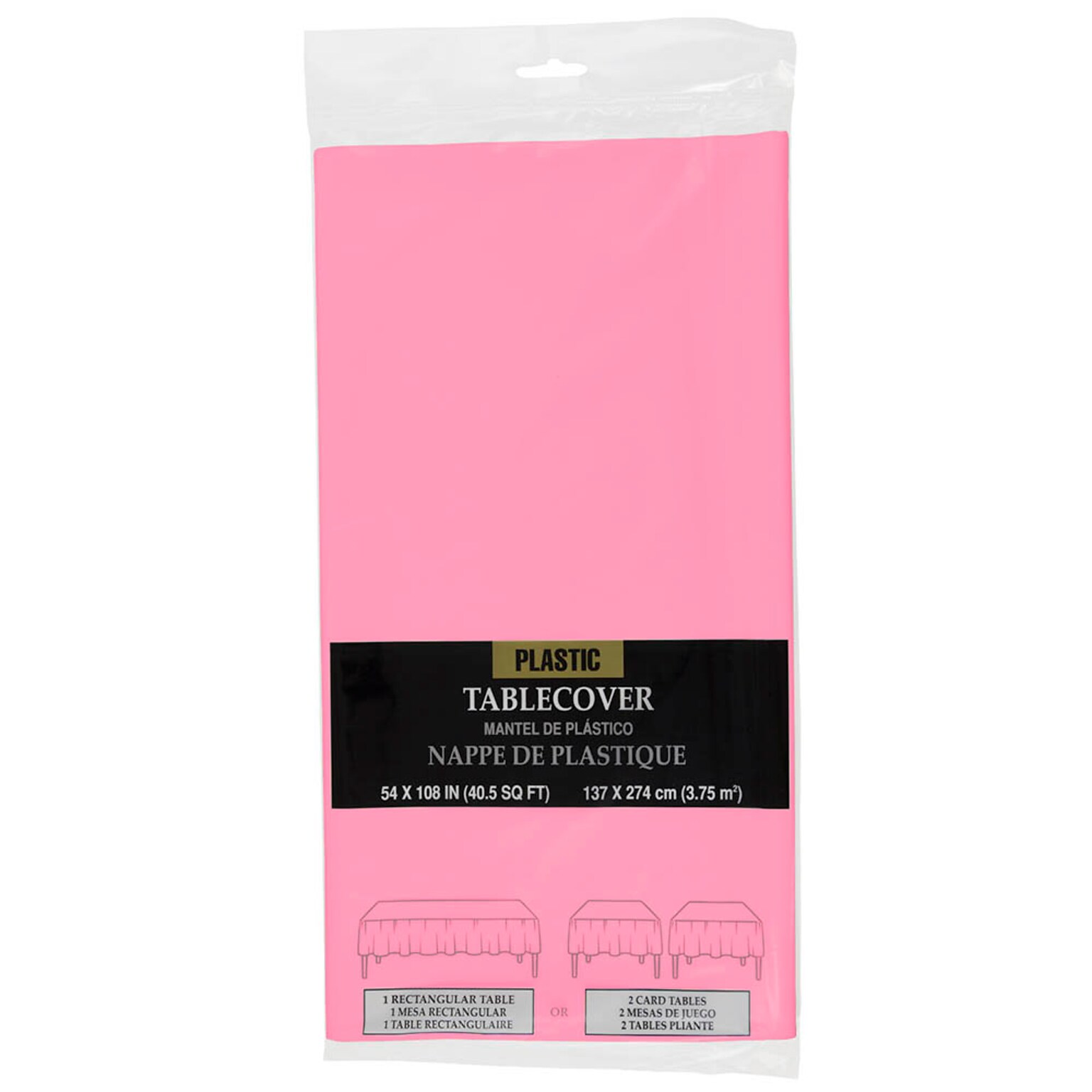 JAM Paper® Plastic Table Cover, 54 x 108 Inches, Baby Pink Tablecloth, Sold Individually (291423339)
