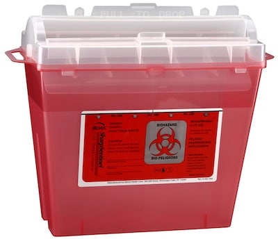 Bemis Sharps Container, 5 Quart, Red, Pack of 5 (175030-5)