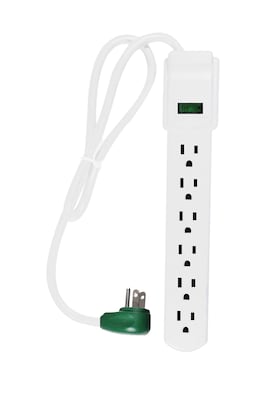 GoGreen Power 6 Outlet Surge Protector, 2.5 Cord, White (GG-16103MS)