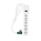 GoGreen Power 6 Outlet Surge Protector, 2.5' Cord, White (GG-16103MS)