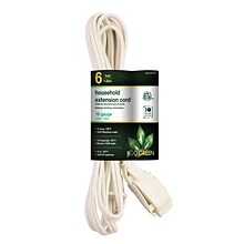 GoGreen Power 6 Extension Cord, 3-Outlet, 16 AWG, White (GG-24706-10)