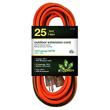 GoGreen Power 25 Indoor/Outdoor Extension Cord, 12 AWG, Orange (GG-14025)