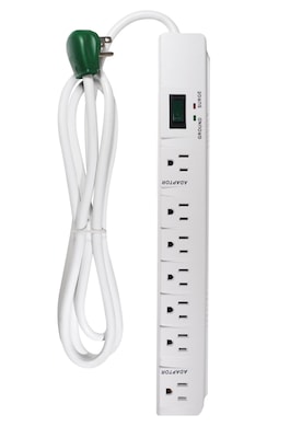 GoGreen Power 6 Metal Surge Protector, 7 Outlets, White (GG-17636)