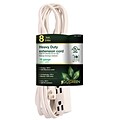 GoGreen Power 8 Extension Cord, 3-Outlet, 16 AWG, White (GG-19608)