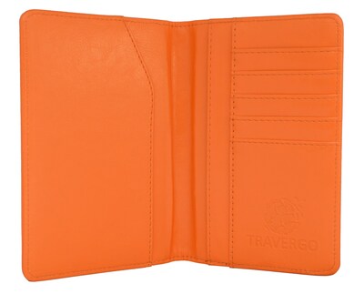 GoGreen Power Travergo PU Leather Passport Holder, Orange (TR1240OR)