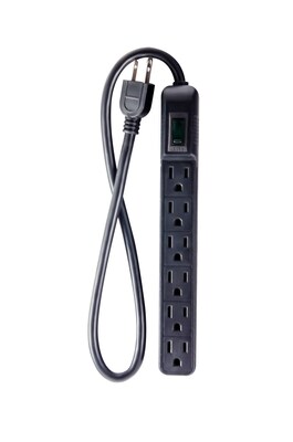 GoGreen Power 6 Outlet Mini Surge Protector, 2 cord, Black (GG-16103MINBK)