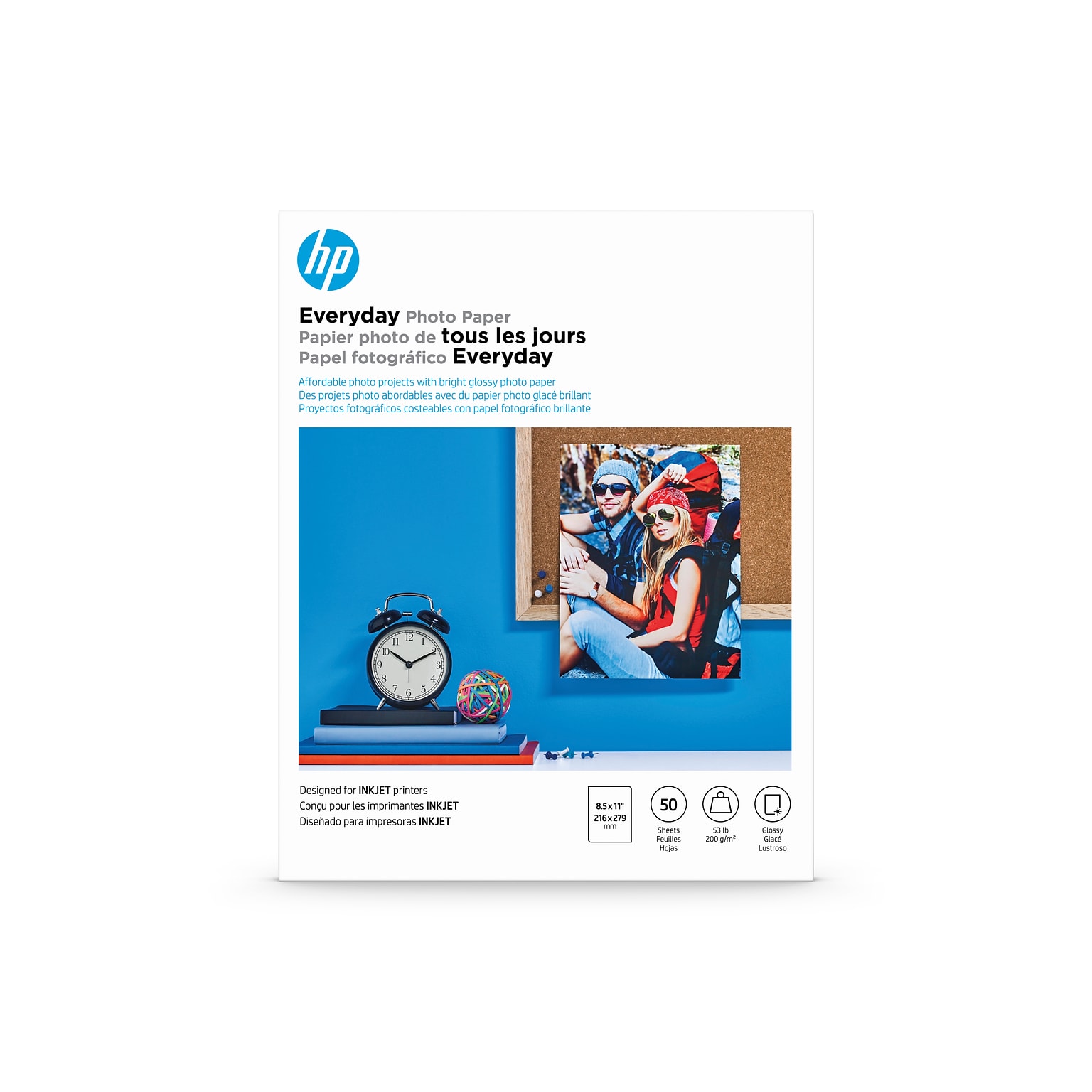 HP Everyday Glossy Photo Paper, 8.5 x 11, 50 Sheets/Pack (Q8723A)