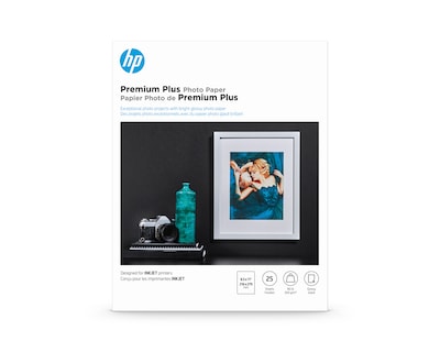 HP Premium Plus Glossy Photo Paper, 8.5 x 11, 25 Sheets/Pack (CR670A)