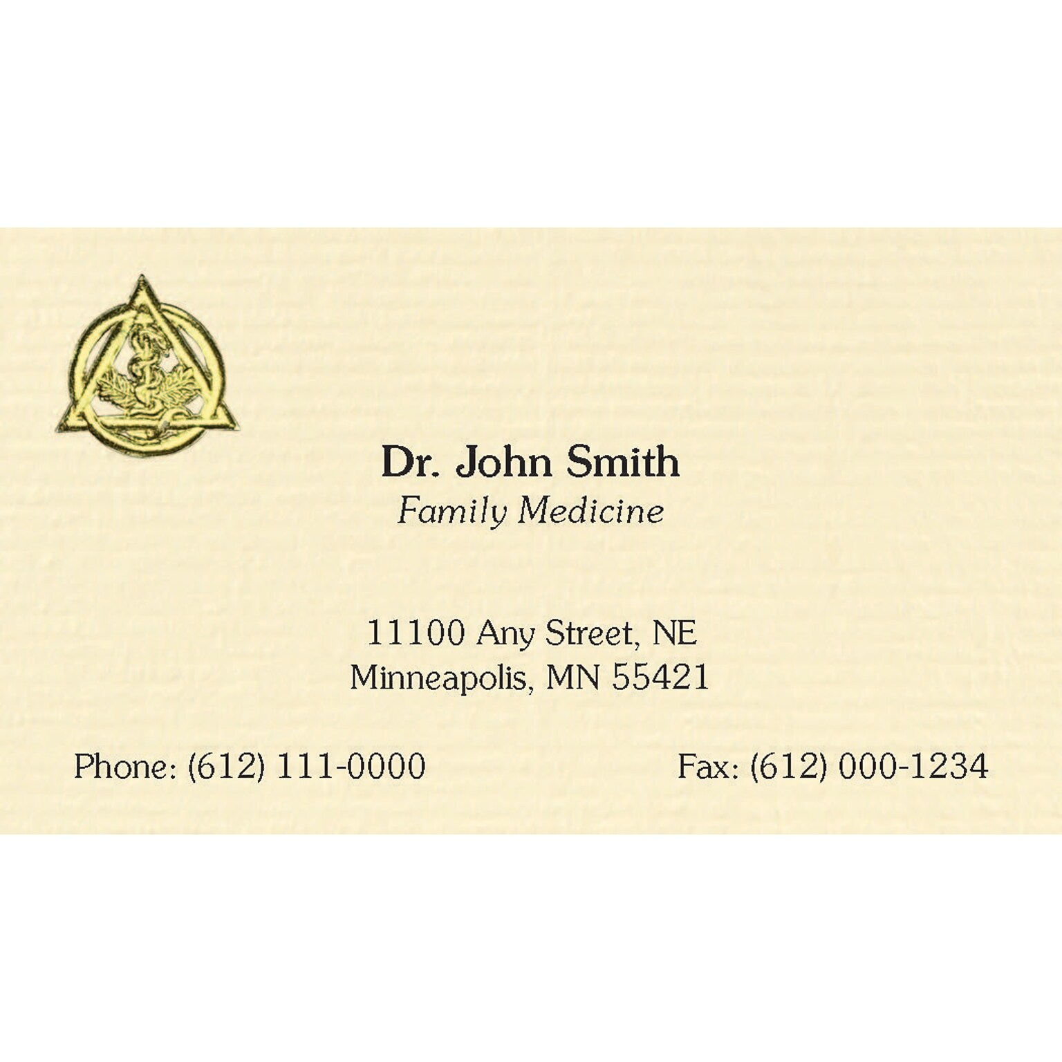 Custom Gold Foil Embossed Business Cards, CLASSIC® Ivory Laid 80#, Flat Ink, 1 Standard Ink, 1-Sided, Logo 207, 250/PK
