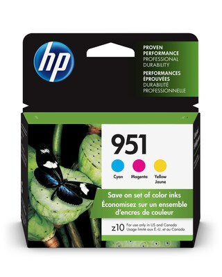 HP 951 Cyan/Magenta/Yellow Standard Yield Ink Cartridge, 3/Pack  (CR314FN#140)