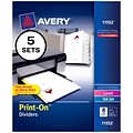 Avery Print-On Paper Dividers, 8 Tabs, White, 5 Sets/Pack (11552)