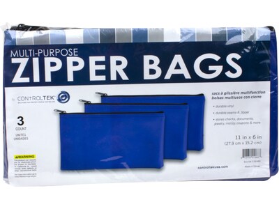 CONTROLTEK Multi-Purpose Bag, 1 Compartment, Blue, 3/Pack (530495)