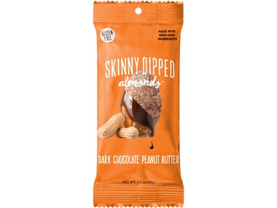 SKINNY DIPPED ALMONDS Nuts, Dark Chocolate Peanut Butter, 1.5 Oz., 10/Box (EDT00838)
