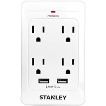 STANLEY SurgeQuad 4-Outlet plus 2-USB AC and USB Wall Tap, 1080 Joules (33202)