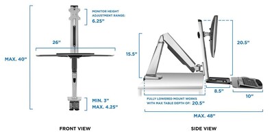 Mount-It! 26"W Adjustable Standing Desk Mount, Silver (MI-7903)