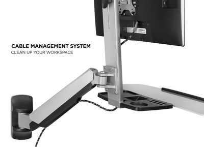 Mount-It! Sit Stand Wall Mount Workstation, Articulating Standing Desk for a Single Monitor, Floating Keyboard Tray (MI-7905)