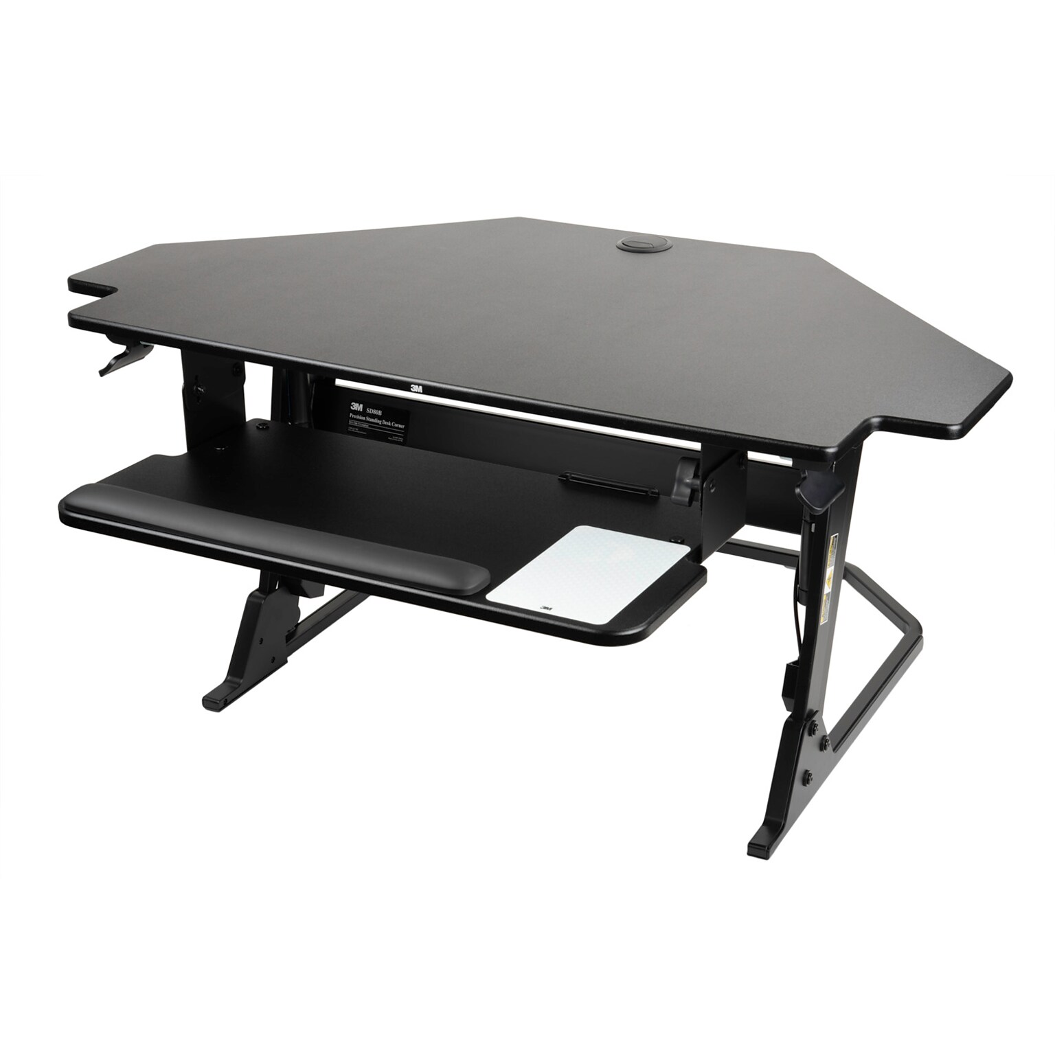3M™ Precision Standing Desk Corner, 42 W Adjustable Desk Riser with Gel Wrist Rest and Precise™ Mouse Pad, Black (SD80B)
