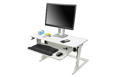 3M™ Precision Standing Desk 35"W Manual Adjustable Desk Riser with Gel Wrist Rest and Precise™ Mouse Pad, White (SD60W)