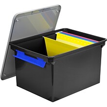 Storex Letter/Legal Portable File Tote Storage Box With Locking Handle,  Letter/Legal Size, Black (S