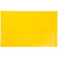 JAM Paper Heavy Duty Plastic Two-Pocket School Folders, Yellow, 6/Pack (383HYEA)