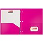 JAM Paper Heavy Duty 3 Hole Punch Two-Pocket Plastic Folders, Fuchsia Pink, 6/Pack (383HHPFUB)