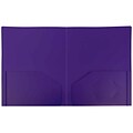 JAM Paper Heavy Duty Two-Pocket Plastic Folders, Purple, 108/Pack (383HPUB)