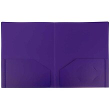 JAM Paper Heavy Duty Two-Pocket Plastic Folders, Purple, 108/Pack (383HPUB)