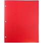 JAM Paper Heavy Duty 3 Hole Punch Two-Pocket Plastic Folders, Red, 108/Pack (383HHPREA)