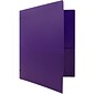 JAM Paper Heavy Duty 3 Hole Punch Two-Pocket Plastic Folders, Purple, 108/Pack (383HHPPUA)