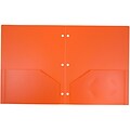JAM Paper Heavy Duty 3 Hole Punch Two-Pocket Plastic Folders, Orange, 108/Pack (383HHPORA)