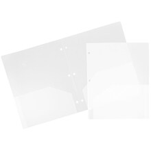 JAM Paper Heavy Duty 3 Hole Punch Two-Pocket Plastic Folders, Clear, 108/Pack (383HHPCLA)