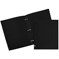 JAM Paper Heavy Duty 3 Hole Punch Two-Pocket Plastic Folders, Black, 108/Pack (383HHPBUA)