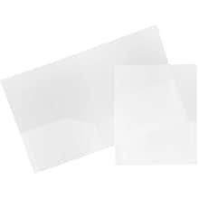 JAM Paper Heavy Duty 2-Pocket Folder, Clear, 108/Box (3383HCLB)