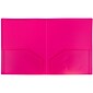 JAM Paper Heavy Duty Plastic Two-Pocket School Folders, Fuchsia Pink, 6/Pack (383HFUA)