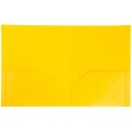 JAM Paper Heavy Duty 2-Pocket Plastic Folders, Yellow, 6/Pack (383HYED)