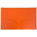 JAM Paper Heavy Duty Two-Pocket Plastic Folders, Orange, 108/Pack (383HORB)