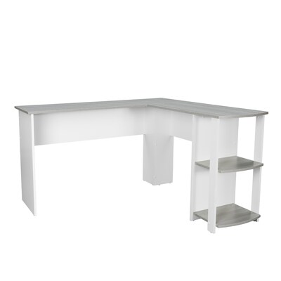 Techni Mobili 51 Mixed Materials L-Shaped Desk, Gray (RTA-8413L-GRY)